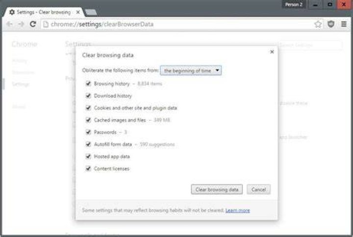 clear browsing data google chrome clear browsing data Error while establishing a database connection