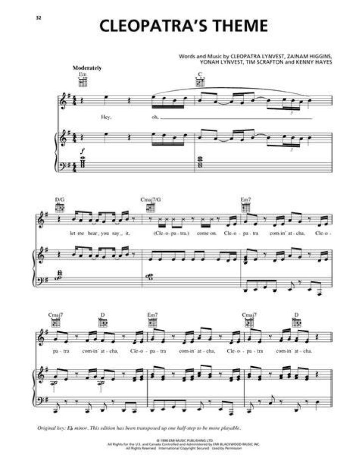 Cleopatra's Theme by Cleopatra Chords and Melody