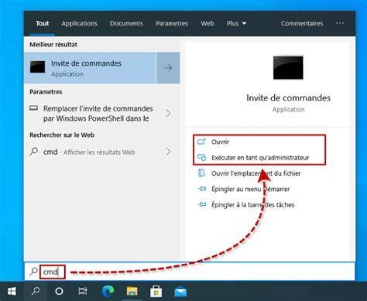 Cmd_invite de commandes_Executer en tant qu administrateur