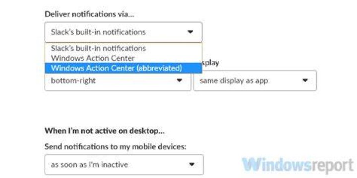 deliver notifications setting deliver notifications via slack pop up notifications not working