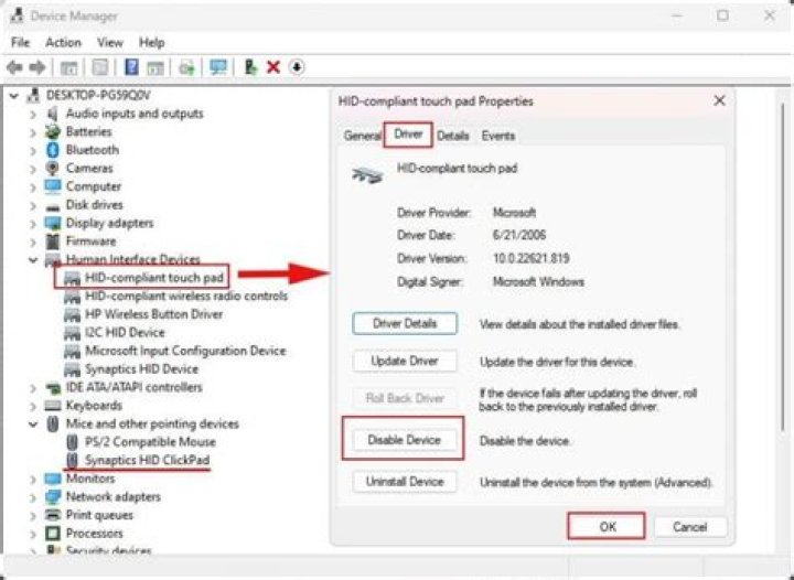 Disable device to fix hp envy keyboard and mouse not working