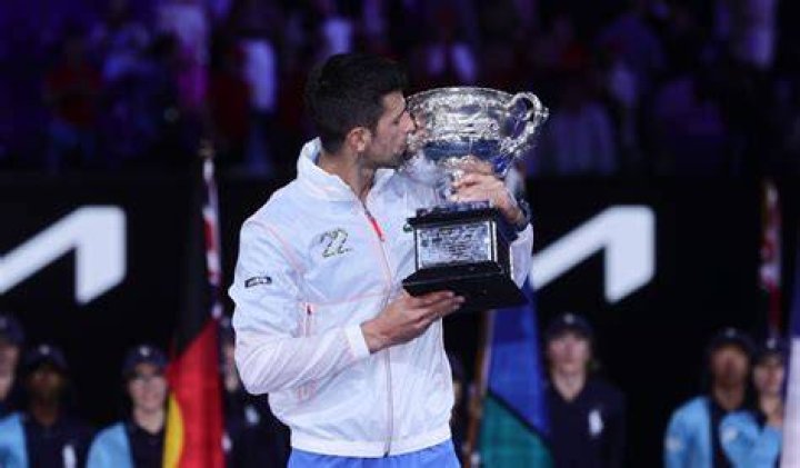 Novak Djokovic with Australian Open trophy