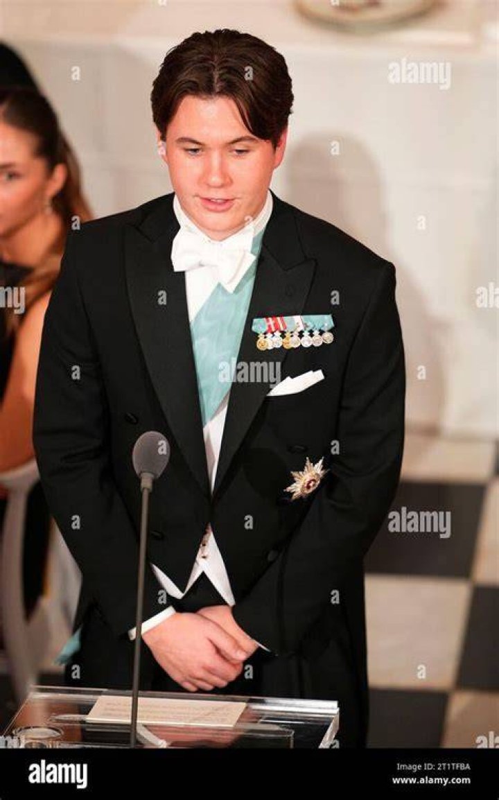 Prince Christian gives a speech during his 18th birthday celebration at Christiansborg Castle in Copenhagen, Denmark October 15, 2023.